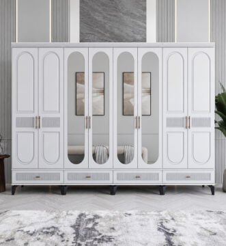 Miracool Libra 8 Kapaklı Dolap / Gardrop / Beyaz / Tamamen MDF