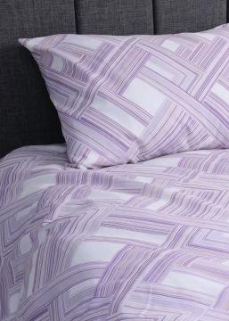 Tek Kişilik Nevresim Takımı Çizgili / Nevresim + Lastikli Çarşaf + Yastık Kılıfı Lila