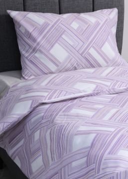Tek Kişilik Nevresim Takımı Çizgili / Nevresim + Lastikli Çarşaf + Yastık Kılıfı Lila