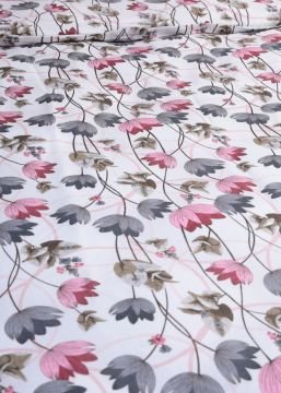 Tek Kişilik Nevresim Takımı Çiçekli / Nevresim + Lastikli Çarşaf + Yastık Kılıfı Pembe-Çiçekli