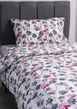 Tek Kişilik Nevresim Takımı Çiçekli / Nevresim + Lastikli Çarşaf + Yastık Kılıfı Pembe-Çiçekli