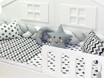 Montessori  Örgü Uyku Seti Tek Kişilik siyah-beyaz