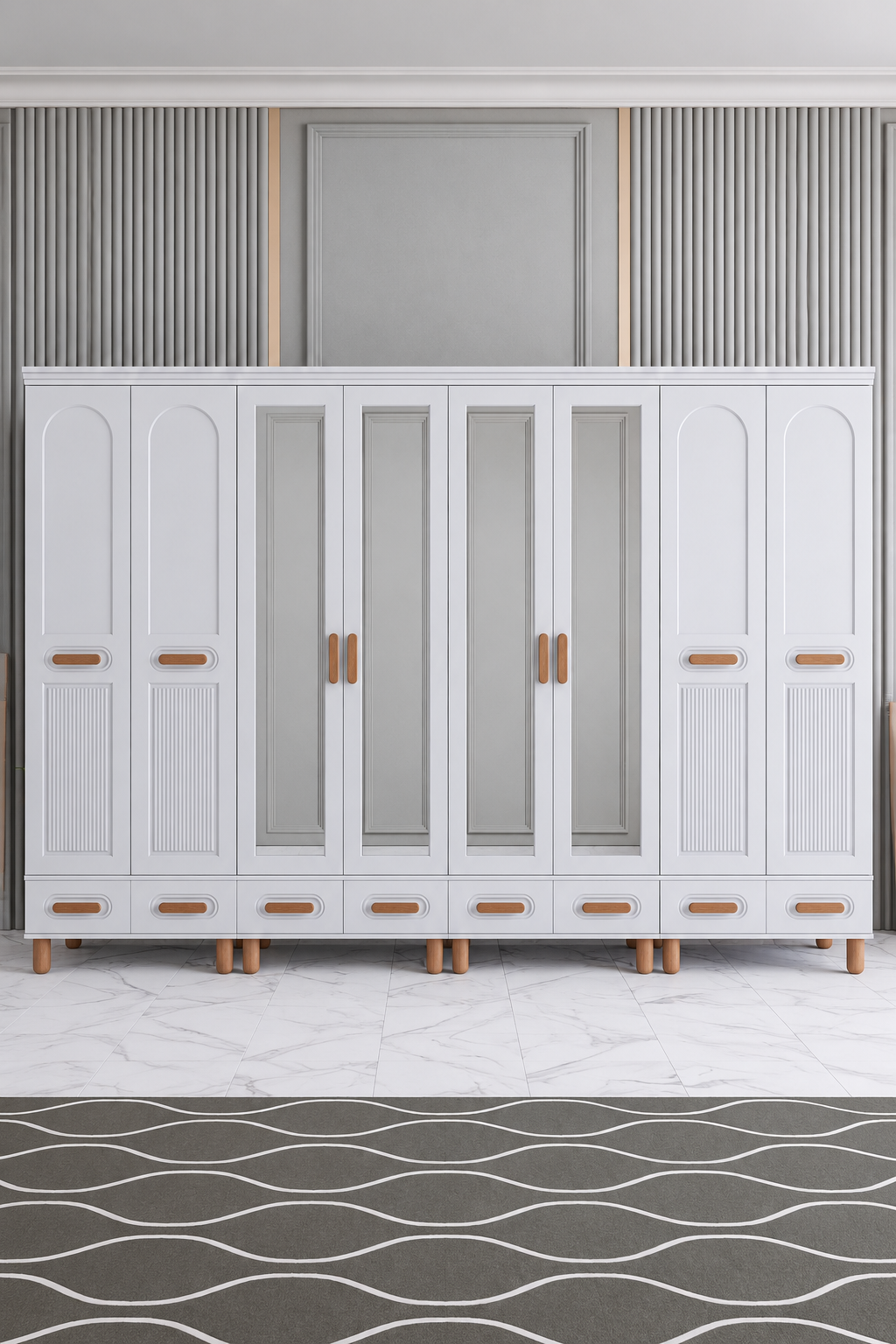 Miracool Otto 8 Kapaklı Dolap / Gardrop / Beyaz  / Tamamen MDF