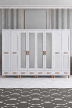 Miracool Otto 8 Kapaklı Dolap / Gardrop / Beyaz  / Tamamen MDF