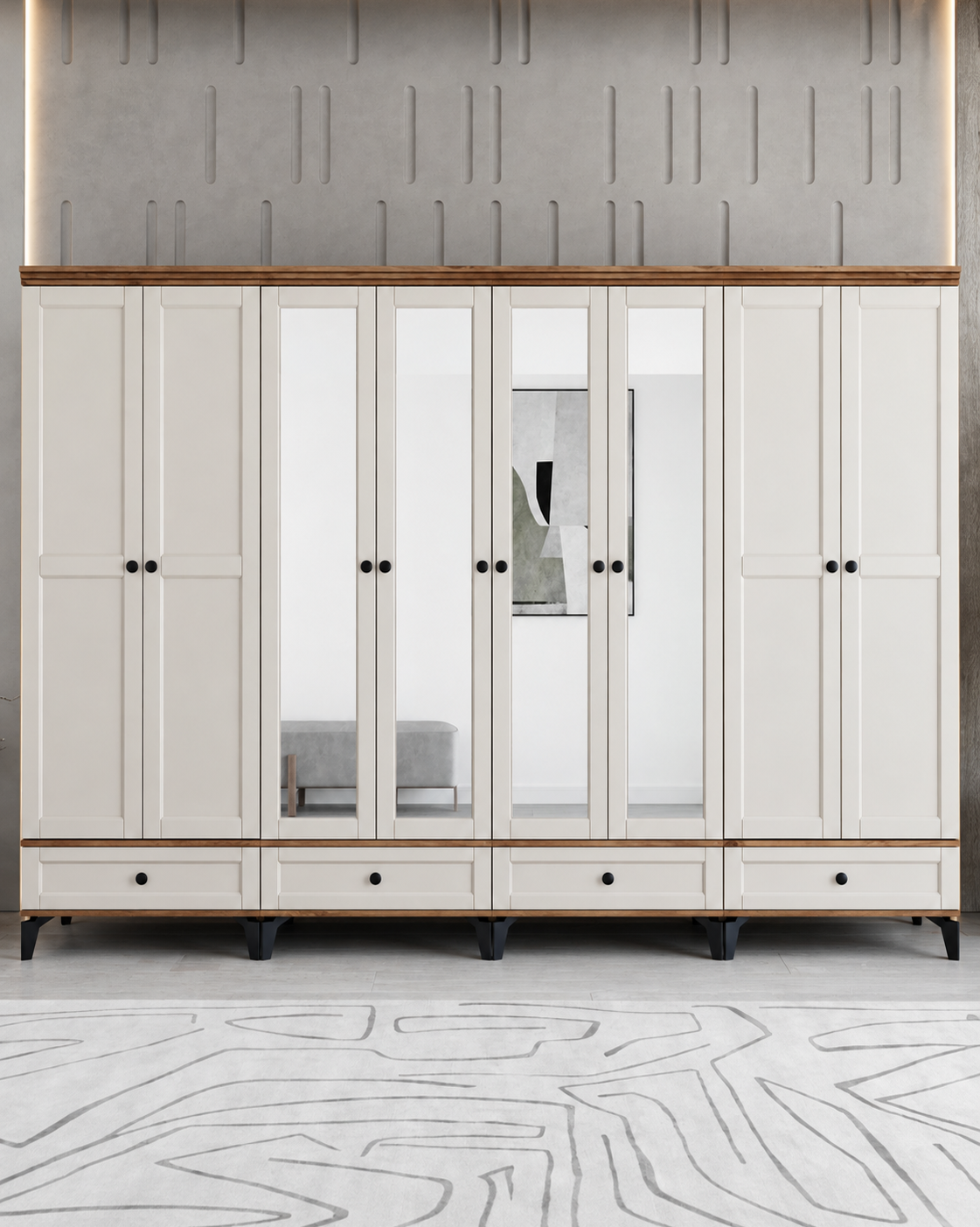 Silva 8 Kapaklı Dolap / Gardrop / Çam-Aytaşı / Tamamen MDF