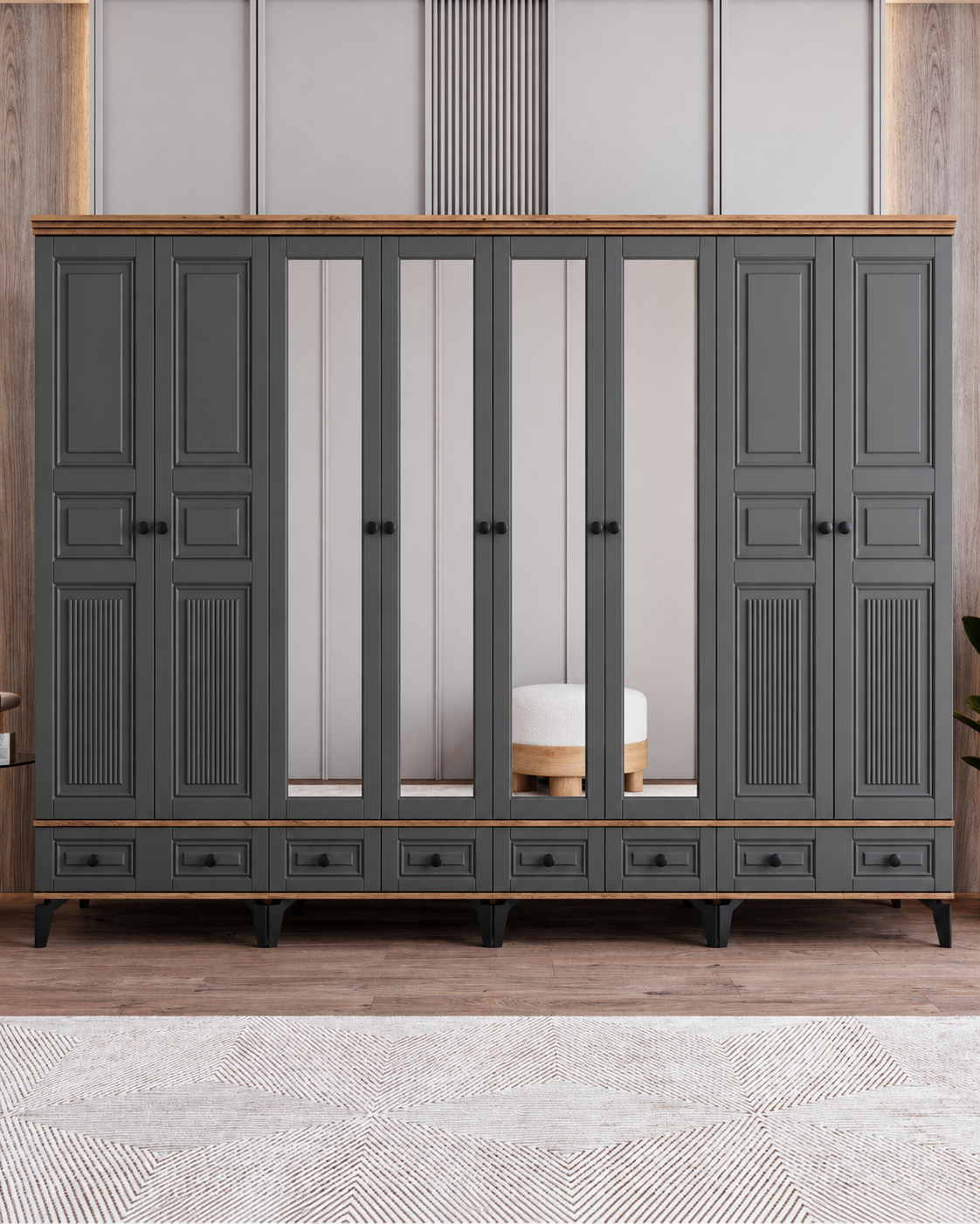 Terra 8 Kapaklı Dolap / Gardrop / Çam-Haki Yeşil/ Tamamen MDF