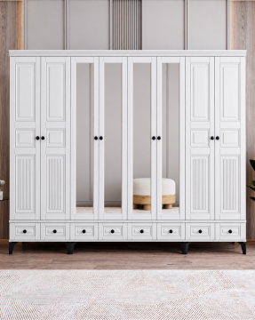 Terra 8 Kapaklı Dolap / Gardrop / Beyaz / Tamamen MDF
