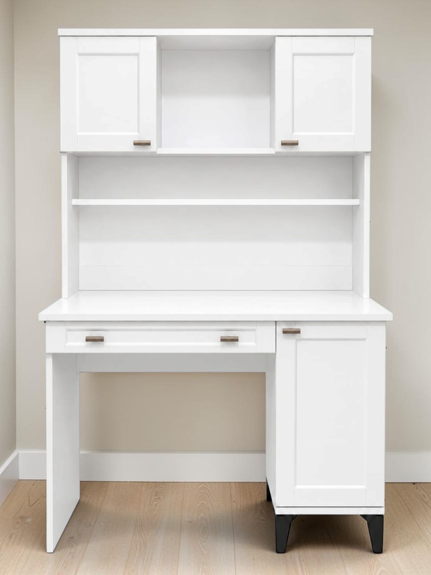 Libra Kitaplıklı Çalışma Masası / Komple MDF / Beyaz