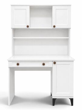 Loren Kitaplıklı Çalışma Masası / Komple MDF / Beyaz