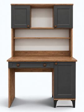 Loren Kitaplıklı Çalışma Masası / Komple MDF / Çam-Antrasit