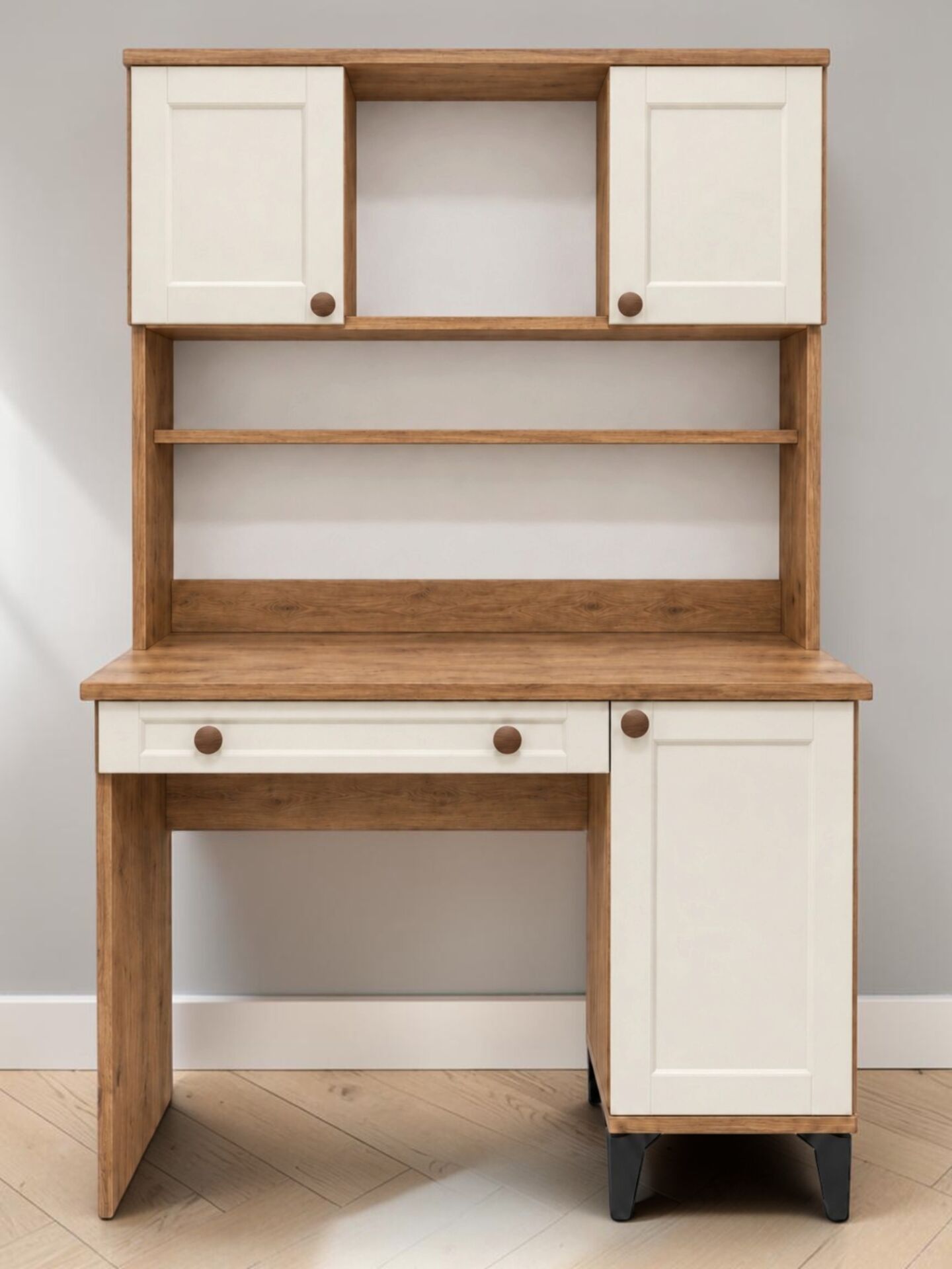 Loren Kitaplıklı Çalışma Masası / Komple MDF / Çam-Aytaşı