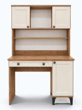 Loren Kitaplıklı Çalışma Masası / Komple MDF / Çam-Aytaşı