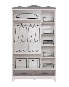 Ottoman Grey 3 Kapılı Dolap