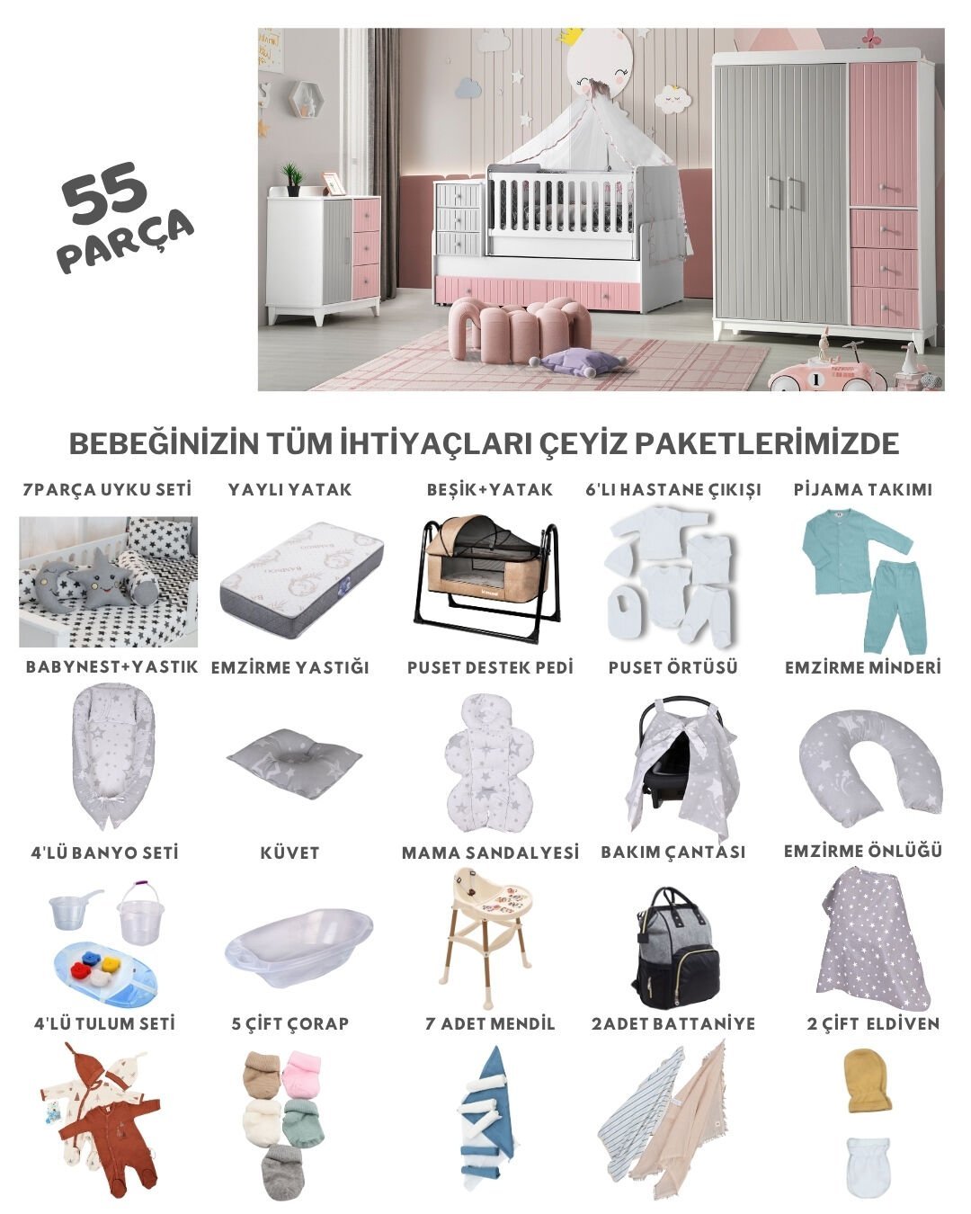 Sofya Büyüyen Beşikli Çeyiz Paketi