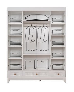 Paris Beyaz 4 Kapılı Dolap