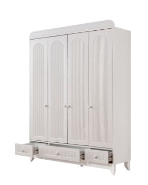 Mira Beyaz 4 Kapılı Dolap