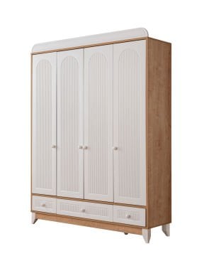 Mira Meşe 4 Kapılı Dolap