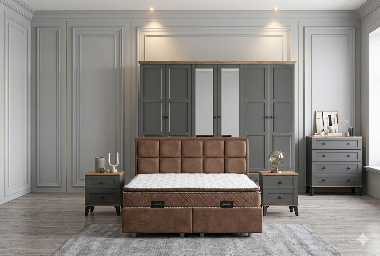Karin Yatak Odası / Komple MDF / Antrasit