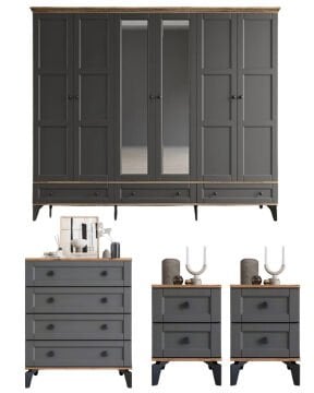 Karin Yatak Odası / Komple MDF / Antrasit