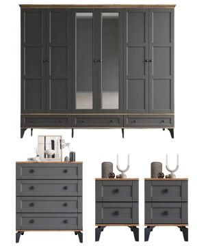 Karin Yatak Odası / Komple MDF / Antrasit