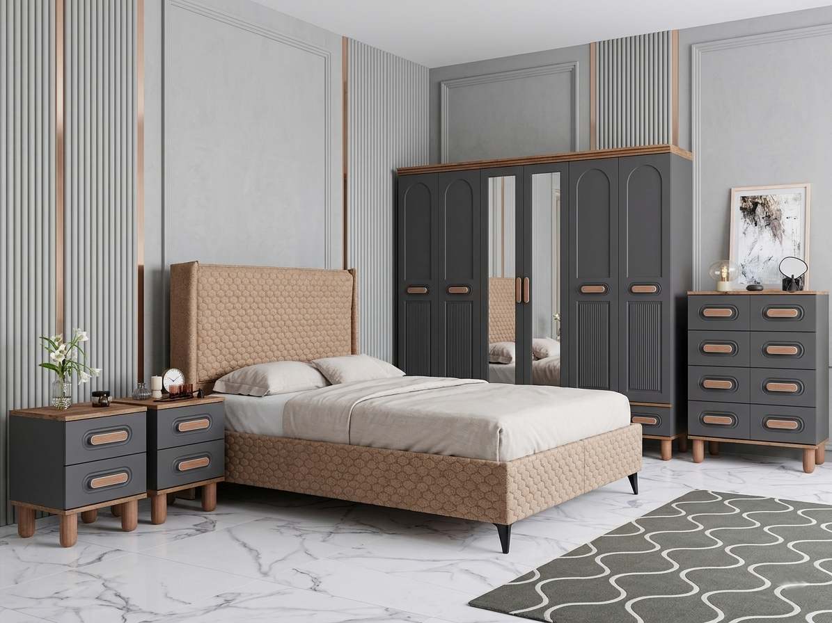 Otto Yatak Odası / Komple MDF / Antrasit