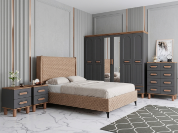 Otto Yatak Odası / Komple MDF / Antrasit