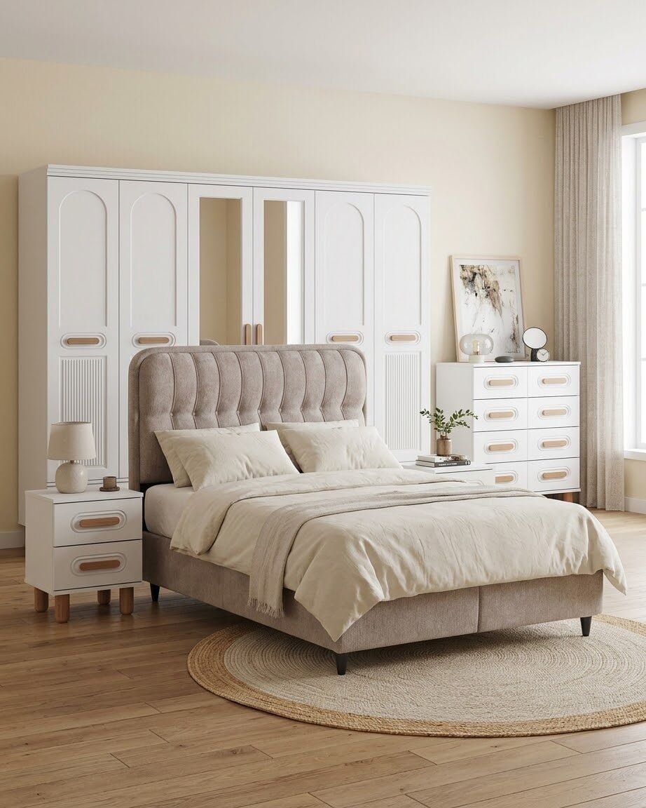 Otto Yatak Odası / Komple MDF / Beyaz