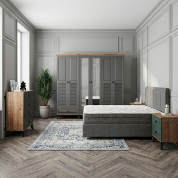 Panjur Yatak Odası / Komple MDF / Antrasit