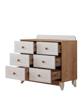 Paris Meşe 6 Çekmeceli Şifonyer