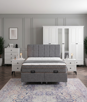 Panjur Yatak Odası / Komple MDF / Beyaz