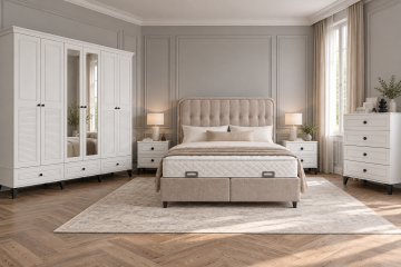 Panjur Yatak Odası / Komple MDF / Beyaz