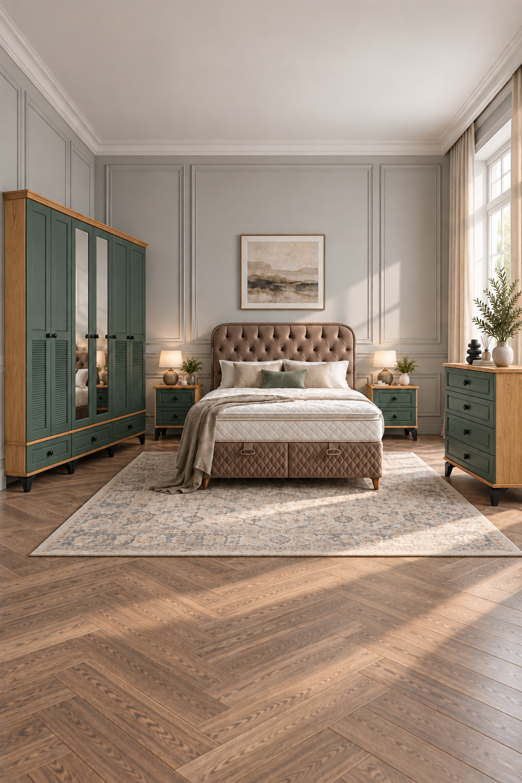 Panjur Yatak Odası / Komple MDF / Haki Yeşil