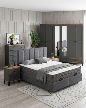 Silva Yatak Odası / Komple MDF / Antrasit