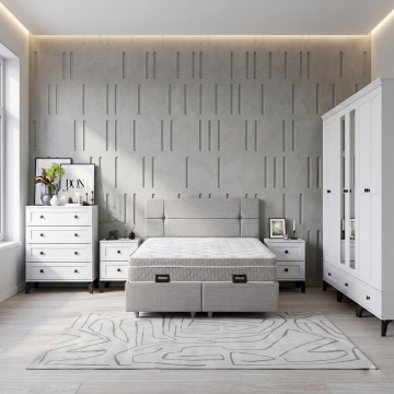 Silva Yatak Odası / Komple MDF / Beyaz