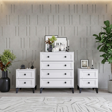 Silva Yatak Odası / Komple MDF / Beyaz