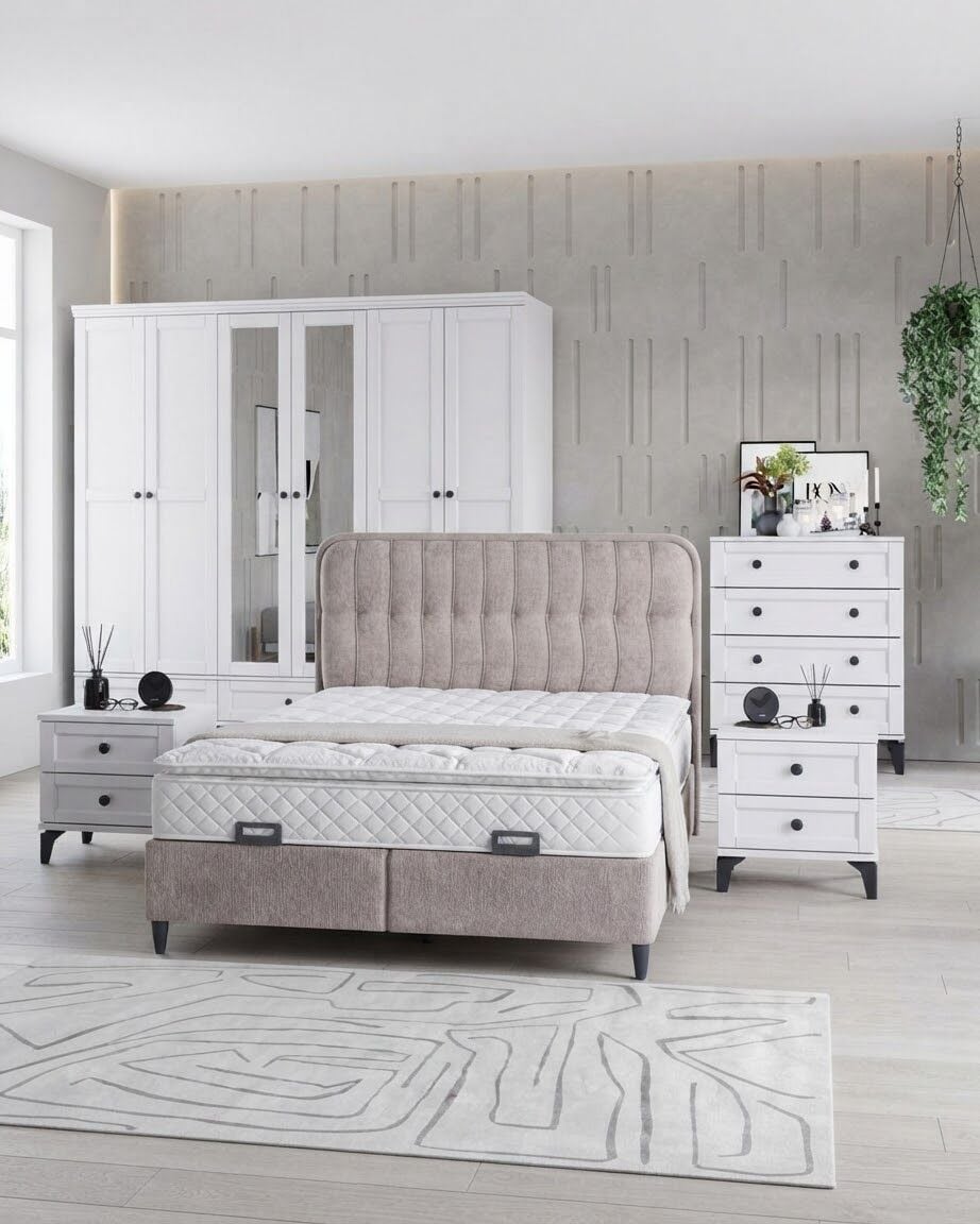 Silva Yatak Odası / Komple MDF / Beyaz