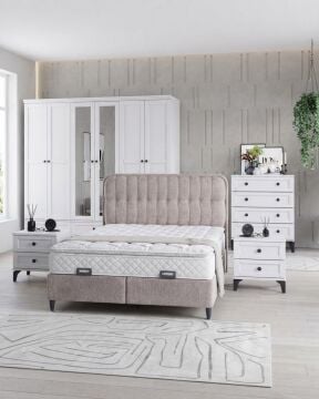 Silva Yatak Odası / Komple MDF / Beyaz