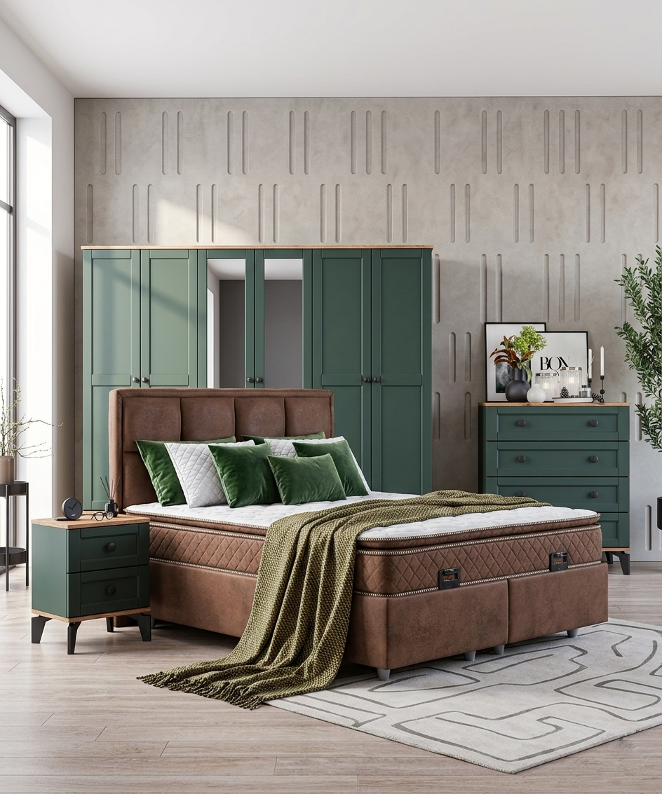 Silva Yatak Odası / Komple MDF / Yeşil
