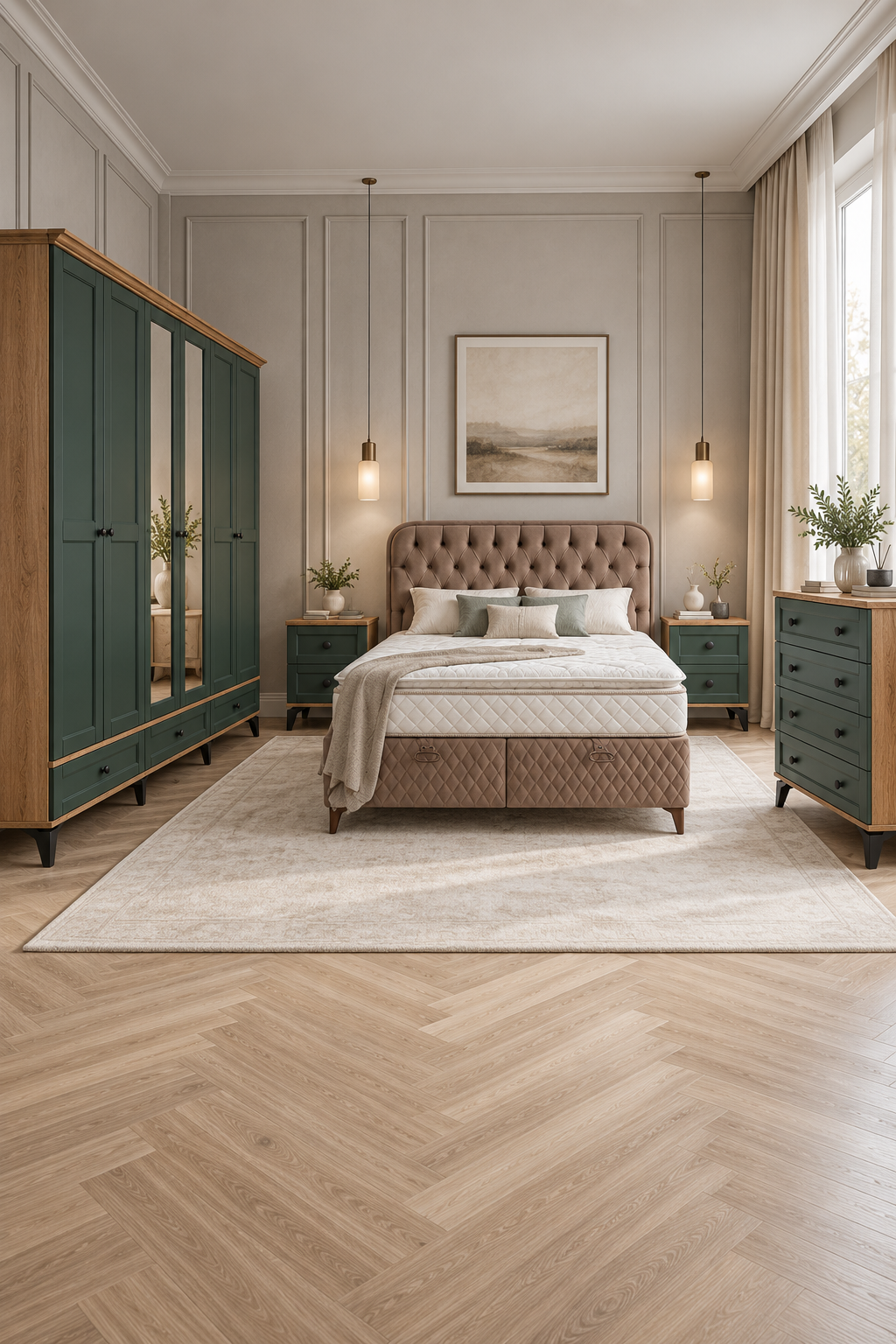 Silva Yatak Odası / Komple MDF / Yeşil