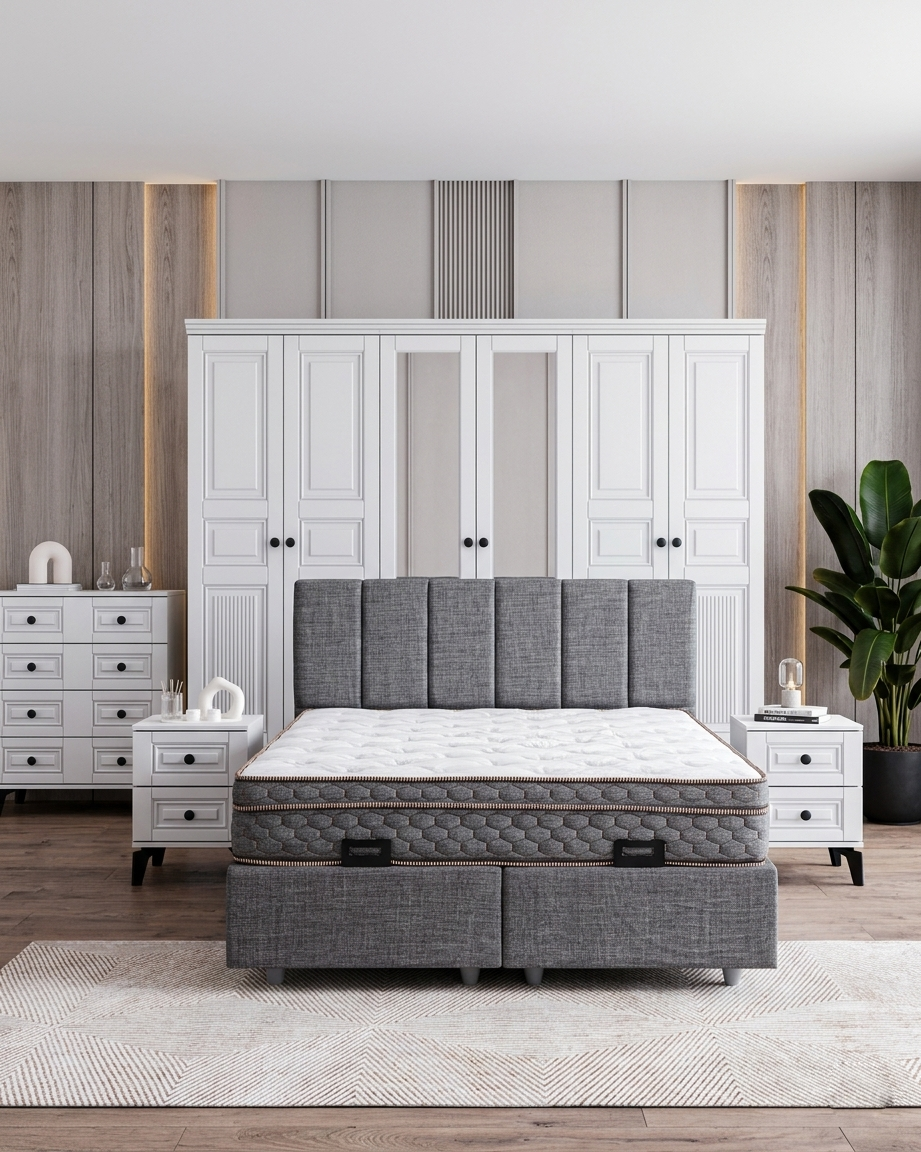 Terra Yatak Odası / Komple MDF / Beyaz