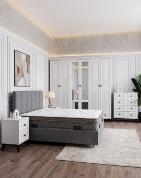 Terra Yatak Odası / Komple MDF / Beyaz