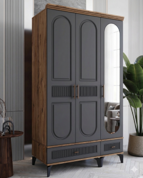 Libra 3 Kapılı Dolap  / Komple MDF / Antrasit