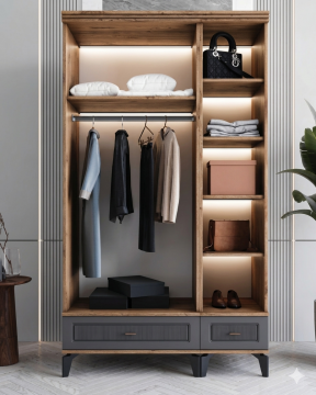 Libra 3 Kapılı Dolap  / Komple MDF / Antrasit