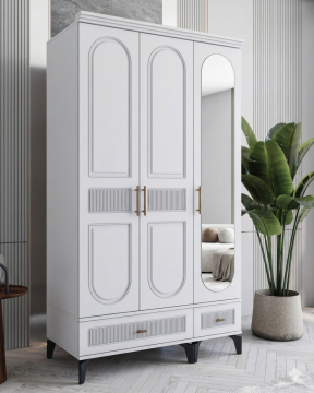 Libra 3 Kapılı Dolap  / Komple MDF / Beyaz
