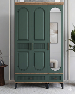 Libra 3 Kapılı Dolap  / Komple MDF / Haki Yeşil
