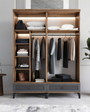 Libra 4 Kapılı Dolap / Komple MDF / Antrasit