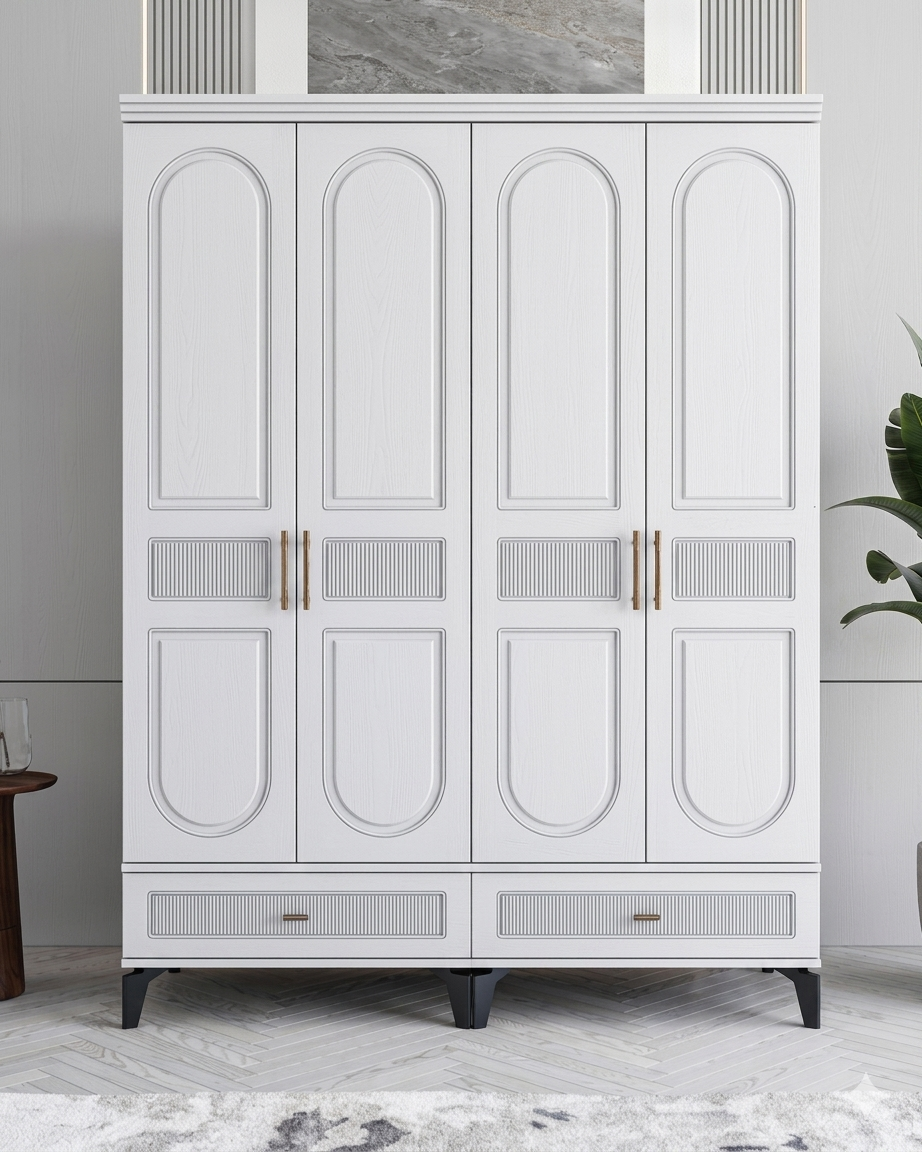 Libra 4 Kapılı Dolap / Komple MDF / Beyaz