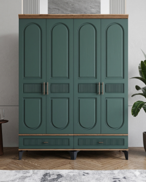 Libra 4 Kapılı Dolap / Komple MDF / Haki Yeşil