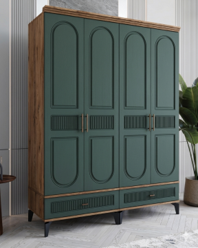 Libra 4 Kapılı Dolap / Komple MDF / Haki Yeşil