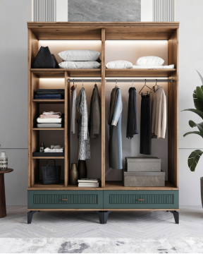 Libra 4 Kapılı Dolap / Komple MDF / Haki Yeşil